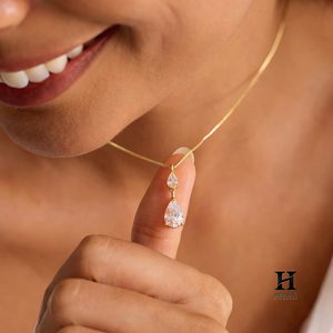 Pendentif élégant en diamant de laboratoire taille poire, collier minimaliste en or 14 carats pour femme - Product Image 4