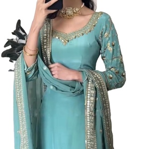 Waliam Style Designer Casual Wear Saree + Blouse with Salwar Cotton Silk Fabric Multi Color <b>Women</b> Evergreen - Product Image 1