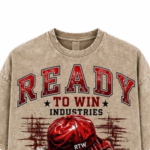 T-shirt streetwear oversize pour homme Ready To Win Industries, manches courtes, motif imprimé, col rond, design rouge - Product Image 4