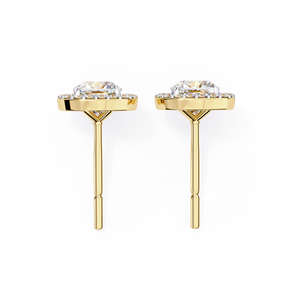 Boucles d'oreilles uniques en or 14K avec diamants de laboratoire taille coussin E VS 1 ct chacun et diamants ronds, certifiées IGI, idéales pour cadeau, fête et anniversaire - Product Image 2