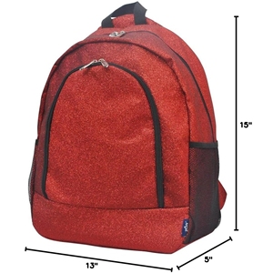 Cheerleading Backpack Custom Red Glitter Sparkle Black Trim Silver Zipper Dual Mesh Pocket 180g Nylon/Polyester Fabric <b>Weight</b> - Product Image 3