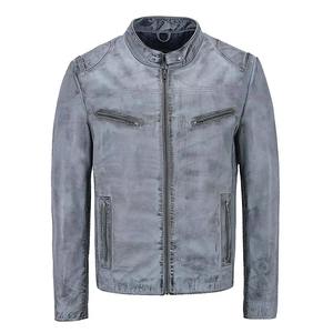 Veste de moto en cuir synthétique 100% de qualité supérieure pour hommes, col montant, logo sur le devant, imperméable, coupe-vent, pour l'hiver - Product Image 6