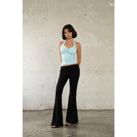 Ensemble haut dos nu et pantalon évasé froncé Y2K pour femme, vente en gros, ET3593