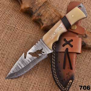 Custom Handmade Damascus Steel Skinner <b>Knife</b> Drop Point Blade Micarta Handle 706 Outdoor Tool - Product Image 1