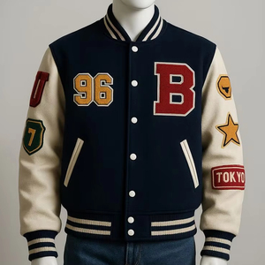 Custom Varsity <b>Jackets</b> Men Embroidery Letterman <b>Jacket</b> <b>Leather</b> Sleeves High Quality College Bomber <b>Jacket</b> Bulk OEM - Product Image 2