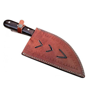 Cuchillos de carnicero de acero de Damasco hechos a mano con funda de cuero premium y mango de madera, cuchillo de acero de Damasco - Product Image 3
