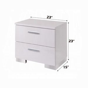 โต๊ะข้างเตียง 2 ลิ้นชักสีขาวพร้อมขาโครเมี่ยม - Product Image 3