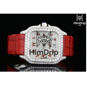 Montre-bracelet de luxe personnalisée de qualité supérieure avec verre en quartz, bracelet en acier inoxydable et moissanite, résistante à l'eau, élégante et tendance pour - Product Image 1