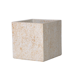 Maceta Moderna de Cemento con Superficie Acanalada y Motas Beige Naturales - Product Image 3