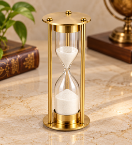 Minuteur à sable en laiton de 6 pouces, horloge à sable décorative de 5 minutes, décoration de table vintage pour la cuisine, la maison, le bureau et le salon - Product Image 4