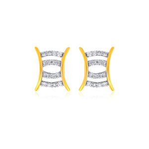 Modernos Pendientes de Diamantes Ascend con Doble Hilera de Diamantes Cultivados en Laboratorio, Oro Amarillo de 18K, Joyería Fina - Product Image 1