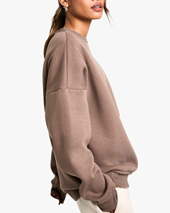High Quality OEM Customizable Printed Front Women's Oversized Sweatshirt 100% Cotton Fleece Plus Size Crew Neck Washed Finish - Product Image 2