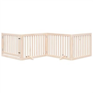 ชุดรั้วกั้นสุนัขแบบพับได้ 4 ชิ้น ทำจากไม้ป็อปลาร์สีน้ำตาล ขนาด 126 นิ้ว - Product Image 3