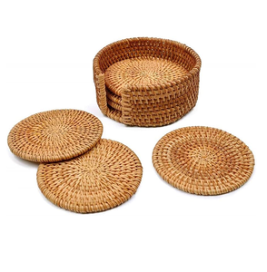 Ensemble de dessous-de-verre en rotin faits à la main, isolants, résistants à la chaleur, personnalisés, lot de 6 pièces au prix le plus bas - Product Image 2