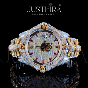 Montres-bracelets de luxe pour hommes en alliage, à quartz, tendance, avec diamants de laboratoire, du meilleur fournisseur indien, prix d'usine - Product Image 2