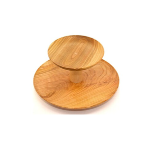 Acacia Wood Cake <b>Stand</b> Round 2 Tier Handmade Multi Layer Rustic Acacia Wood <b>Cupcake</b> Display <b>Stand</b> - Product Image 1