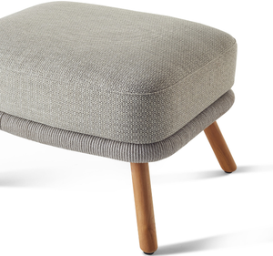 Pouf d'extérieur moderne en teck massif avec coussin rembourré et pieds en bois robustes pour patio, terrasse, hôtel ou complexe hôtelier - Product Image 3