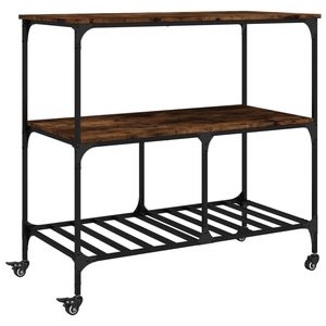 Chariot de cuisine en bois d'ingénierie en chêne fumé 39.4\"x19.7\"x37.4\" 39.4\"x19.7\"x37.4\" Îlots et chariots de cuisine - Product Image 2