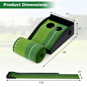 Equipos de Entrenamiento de Golf para Interiores, Tapete de Práctica con Rampa de Retorno de Pelotas y Marcas de Distancia, 3 Pelotas Incluidas, 2 Tamaños de Orificios - Product Image 4