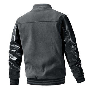 Chaqueta Varsity de Cuero PU Estilo Urbano para Hombre de Alta Calidad, Fabricada por OEM, con Bordado/Chenille Personalizado, Cuello Alto y Mangas - Product Image 2