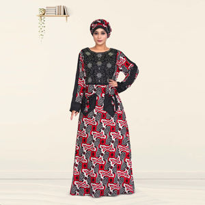 Robe longue kaftan imprimée en rayonne avec broderie de diamants Swarovski, style islamique modeste, manches longues, tenue de mode pour femme, style Dubaï arabe - Product Image 5