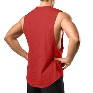 Men's <b>Red</b> Muscle Tank Top Sleeveless Gym Shirt Athletic Workout Fitness Sports Vest Bodybuilding Exercise Wear - Product Image 4