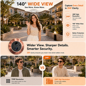 Caméra de porte intelligente Tuya 1080P de 5 pouces avec vision nocturne IR et interphone vidéo Wi-Fi - Product Image 5
