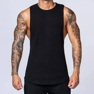 High Quality Bodybuilding Muscle Mens Tanktop Activewears <b>Vests</b> <b>Stringer</b> Undershirt Singlet Tank Men's Solid Color Polyester - Product Image 2