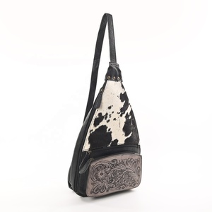 Mochila de cuero de vaca estilo vaquero occidental para mujer, bolso de pecho - Product Image 3