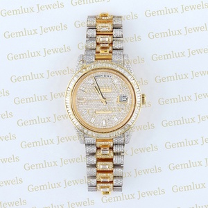 Vente chaude Pass Diamond Tester D VVS Entièrement Glacé Moissanite Diamant Deux Tons Baguette Diamant Hip Hop Montre Pour Hommes - Product Image 1