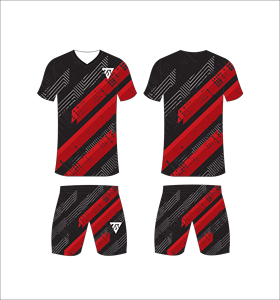 Conjunto de uniforme de fútbol sublimado personalizado para hombre con camiseta con estampado de degradado azul oscuro y azul claro y pantalones cortos a juego - Product Image 2