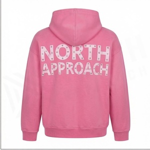 เสื้อฮู้ดซิปสีชมพู North Approach พร้อมตัวอักษรประดับเพชร กระเป๋าหน้า ทรงปกติ ใส่ได้ทั้งชายและหญิง สไตล์ลำลอง - Product Image 2