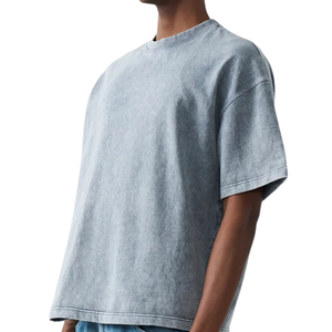 T-shirt Homme Oversize Col Rond Épaules Tombantes Manches Courtes Amples Coupe Boxy Effet Délavé Décontracté Streetwear Coton Personnalisé Vente en Gros - Product Image 5