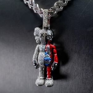 Cartoon Bear Pendant With Moissanite <b>Iced</b> <b>Out</b> <b>Chain</b> 925 Silver Rhodium Plated Hip hop Style <b>Iced</b> <b>Out</b> Everyday Wear Pendant - Product Image 6