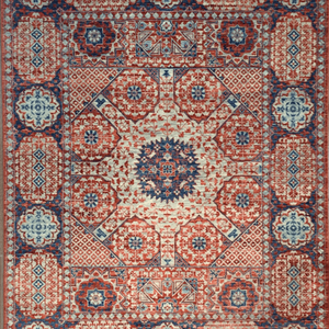 Tapis oriental noué à la main à poils ras en laine coupée avec motifs héritages - Product Image 4