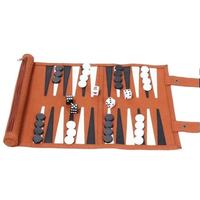Ensemble de backgammon en cuir de luxe, excellence artisanale, durabilité durable, design pliable, emballage personnalisable pour une utilisation en extérieur