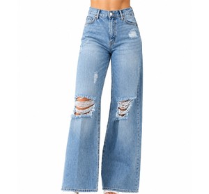 Jeans droits taille haute pour femmes OEM, vente en gros de pantalons en denim pour marques de vêtements, approvisionnement en gros - Product Image 4