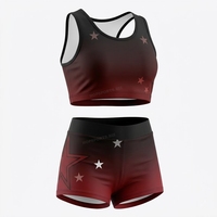 Conjunto de Uniforme de Animadoras con Top Corto y Pantalones Cortos, Logotipo del Equipo Personalizado, Ropa de Práctica de Baile, Conjunto de Uniforme de Animadoras con Top Corto y Pantalones Cortos
