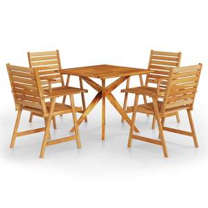 Juego de Comedor de Jardín de 5 Piezas de Madera de Acacia Sólida, Colección de Madera Natural para Comer al Aire Libre - Product Image 2