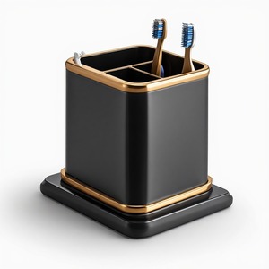 Portacepillos de Dientes de Metal de Diseño con Acabado Metálico Refinado para Encimeras de Baños de Lujo e Interiores Residenciales Modernos - Product Image 6
