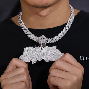 Collar con colgante de letra personalizada de plata 925 con diamante moissanita de lujo, estilo unisex de alta calidad, para hombre, joyería hip hop, regalo. - Product Image 1