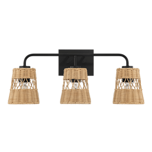 Applique da Parete a Tre Luci Moonlit con Paralume in Rattan per Specchio da Bagno - Product Image 1