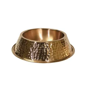 Exclusive hammered pure copper pet bowl customized luxurious design wholesale Copper pet bowl for dogs and cats