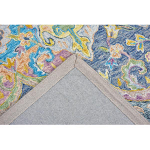 Tapis d'intérieur floral coloré tufté à la main, bleu multicolore, style persan traditionnel, pour les intérieurs modernes - Product Image 5