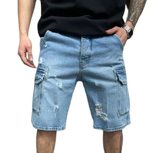 Services OEM ODM – Jorts en jean vintage délavé sur mesure, coupe courte, ourlet brut, style baggy, légers, streetwear pour hommes - Product Image 2