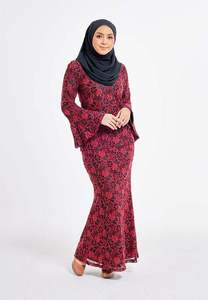 Rose Black Embodiery Baju Kurung SIPO Malaysia Fesyen <b>Flare</b> Sleeves Lace - Product Image 4