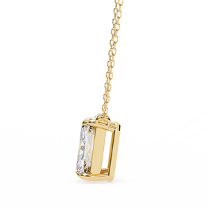 Minimalist 14K Solid Gold IGI Certified 1 CT Emerald Cut Prong Set Lab Diamond Solitaire Pendant <b>Necklace</b> for Women Party Gift - Product Image 2