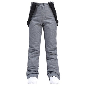 Pantalones de esquí impermeables grises para hombre con tirantes desmontables, pantalones de snowboard de cintura alta para deportes de invierno al aire libre - Product Image 1