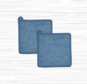 Modern Washable 100% Cotton Pot Holder Set with <b>Red</b> Diamond Pattern Blue Border Square Design <b>Kitchen</b> <b>Accessory</b> - Product Image 3