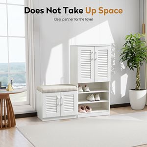 Scarpiera Multifunzionale Regolabile con 7+3 Scomparti e Panchina Imbottita - Per Organizzazione Domestica - Product Image 3